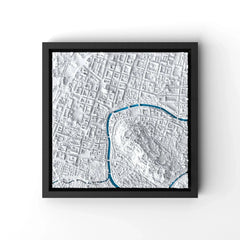 3D gedrucktes Stadtmodell Ljubljana eingerahmt für deine Wand - CraftedCity