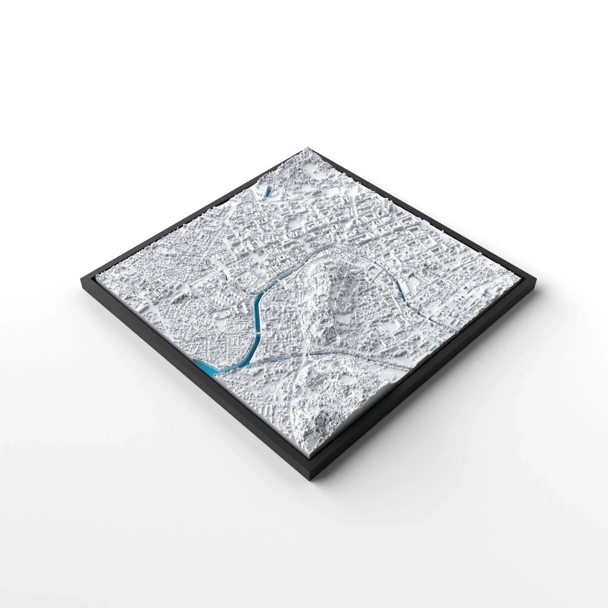 3D gedrucktes Stadtmodell Ljubljana eingerahmt für deine Wand - CraftedCity