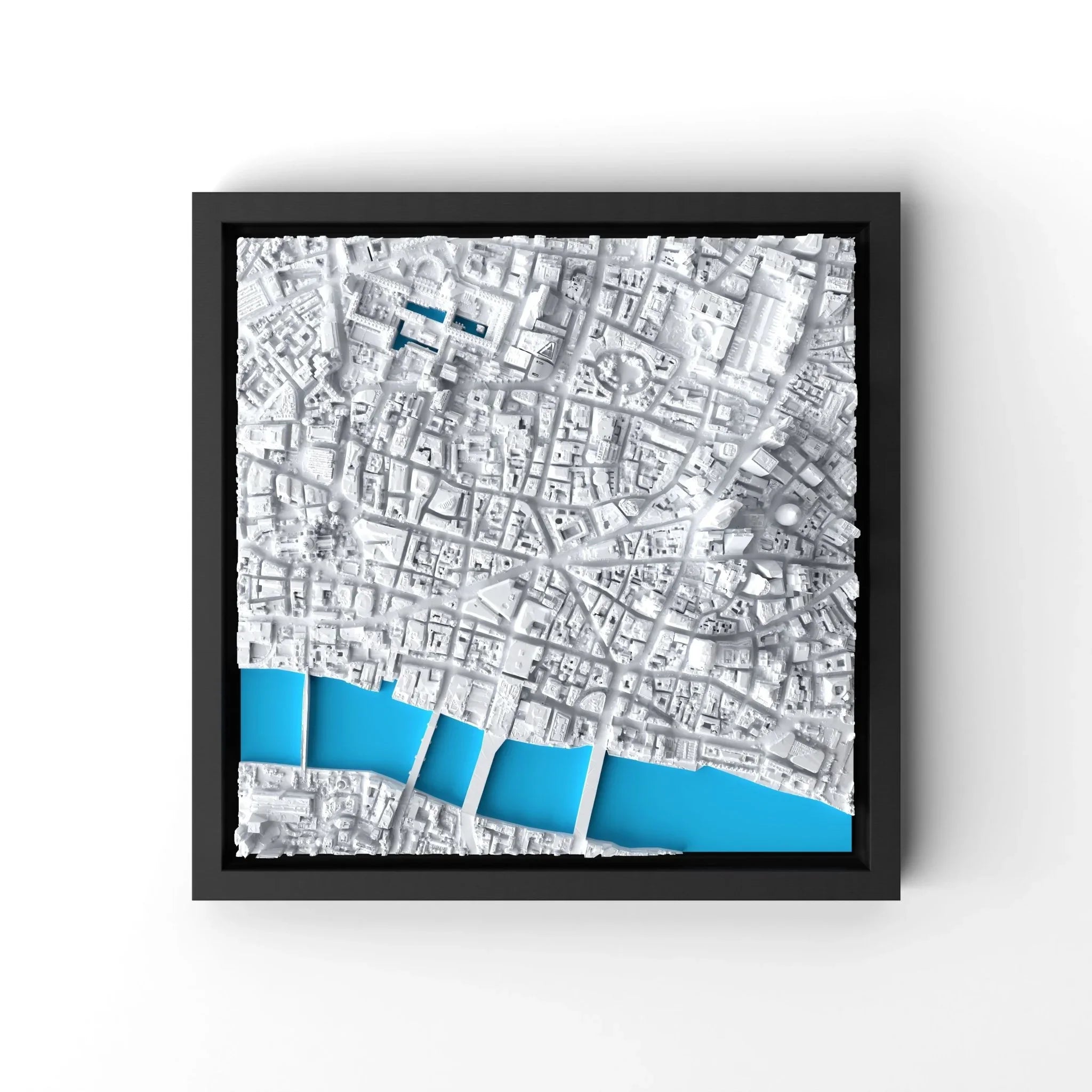 3D gedrucktes Stadtmodell London (City) eingerahmt für deine Wand - CraftedCity
