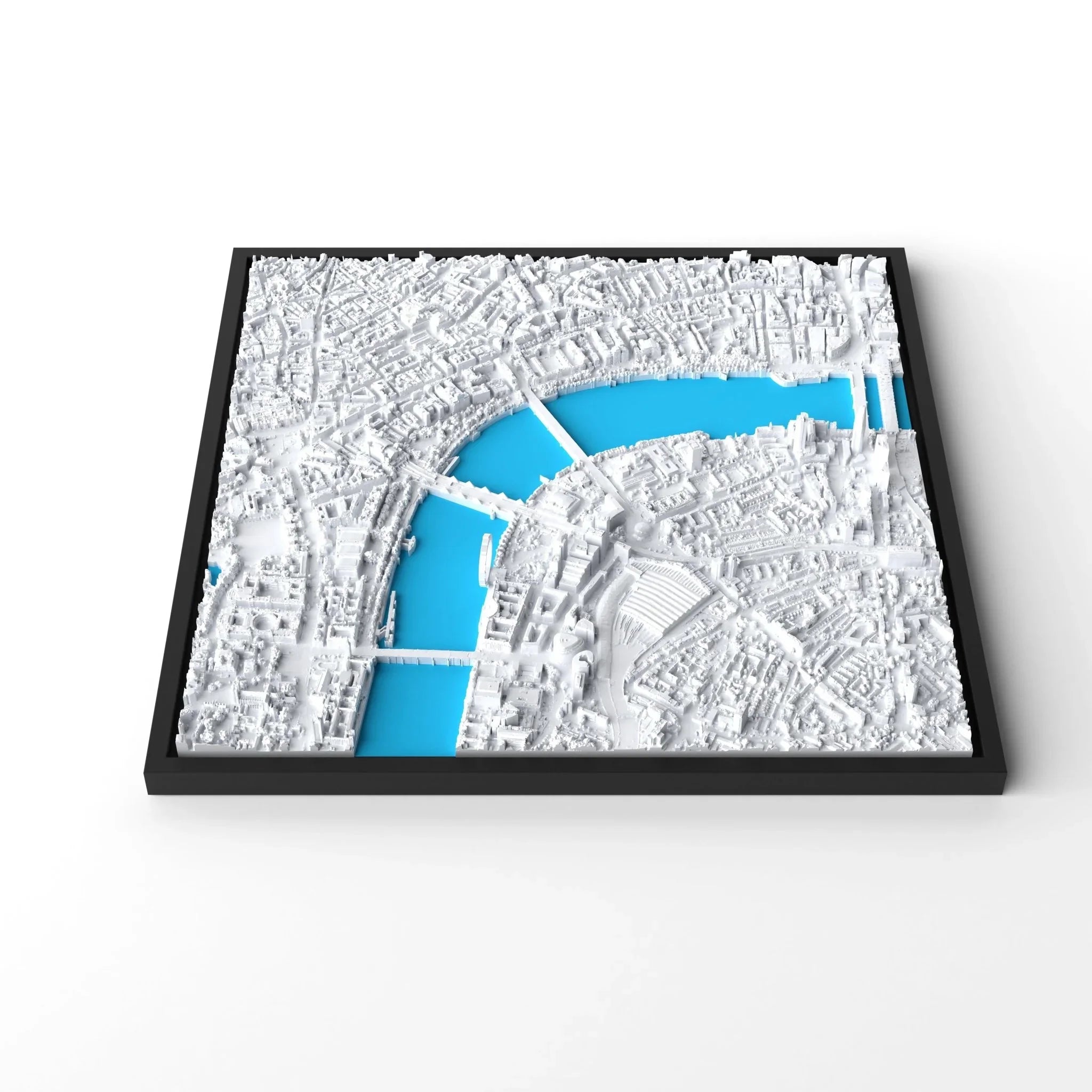 3D gedrucktes Stadtmodell London eingerahmt für deine Wand - CraftedCity