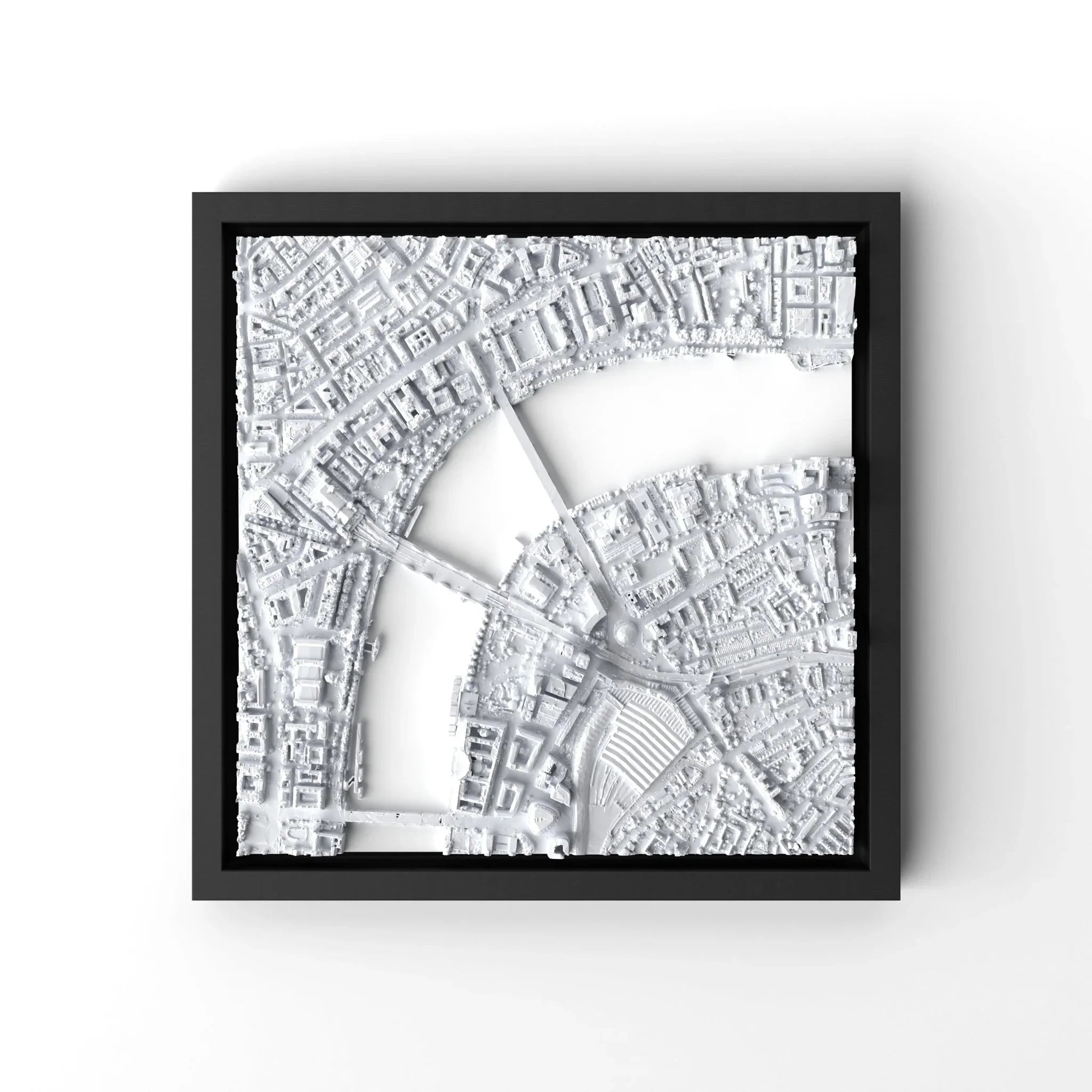 3D gedrucktes Stadtmodell London eingerahmt für deine Wand - CraftedCity