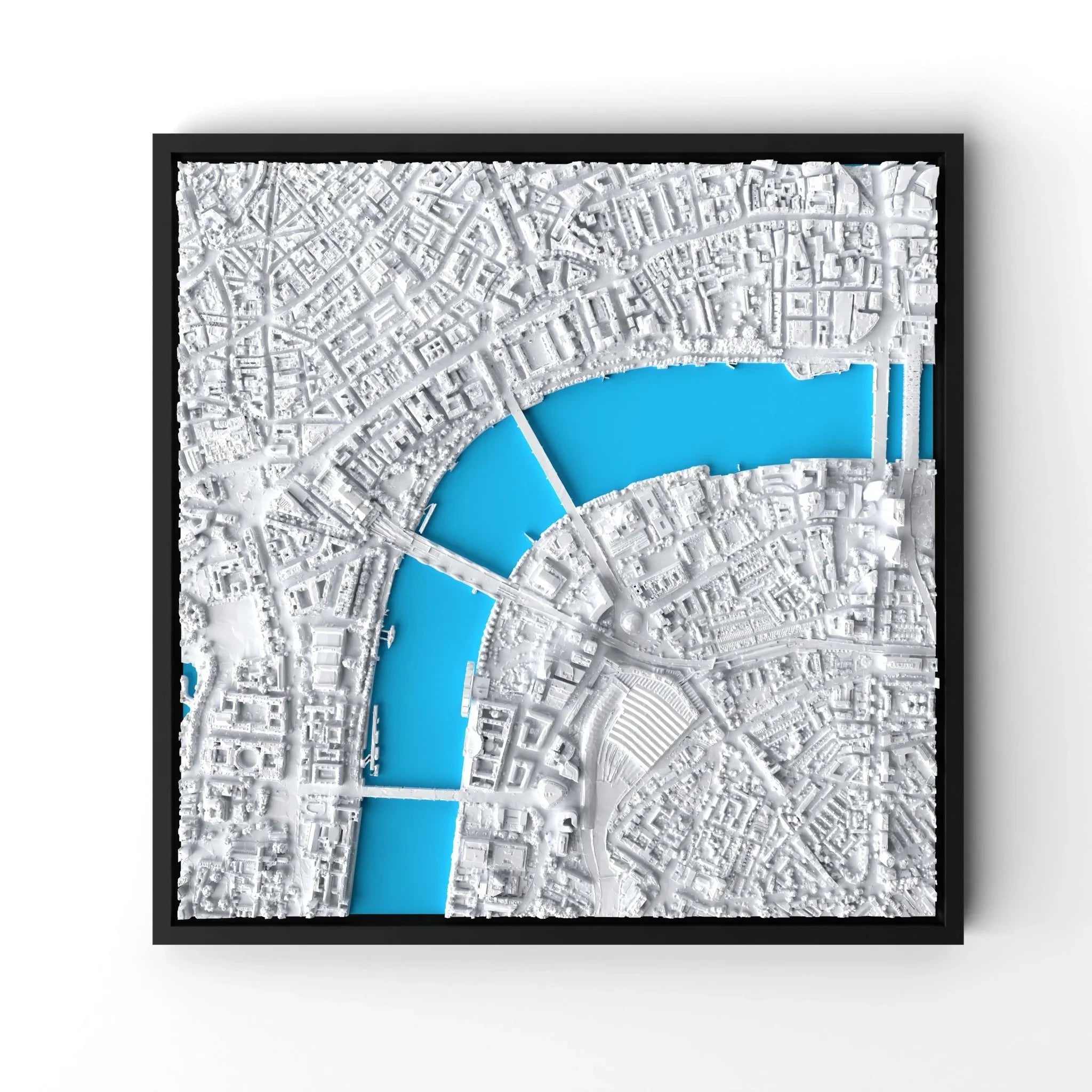 3D gedrucktes Stadtmodell London eingerahmt für deine Wand - CraftedCity