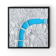 3D gedrucktes Stadtmodell London eingerahmt für deine Wand - CraftedCity