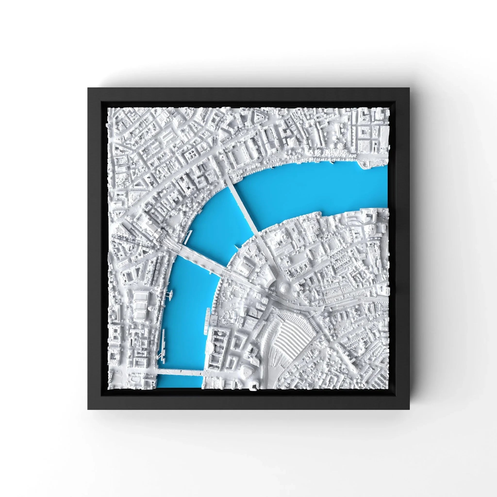 3D gedrucktes Stadtmodell London eingerahmt für deine Wand - CraftedCity