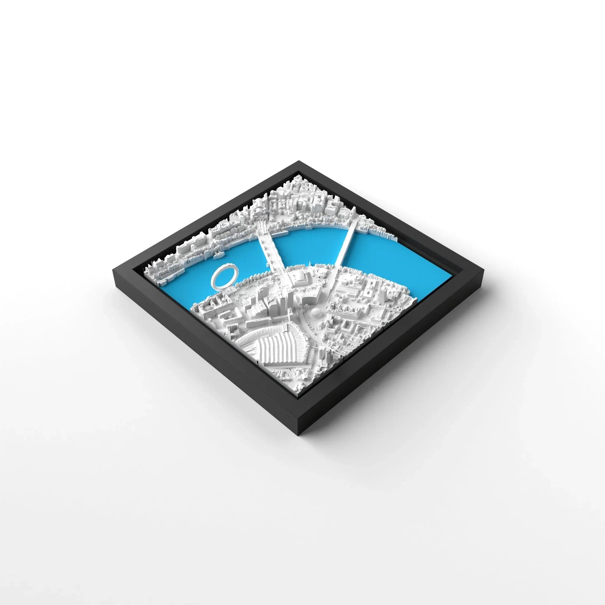 3D gedrucktes Stadtmodell London eingerahmt für deine Wand - CraftedCity