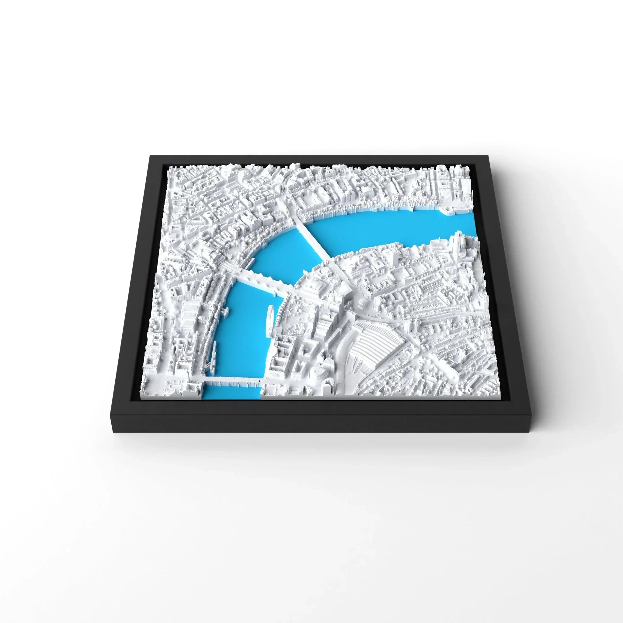 3D gedrucktes Stadtmodell London eingerahmt für deine Wand - CraftedCity