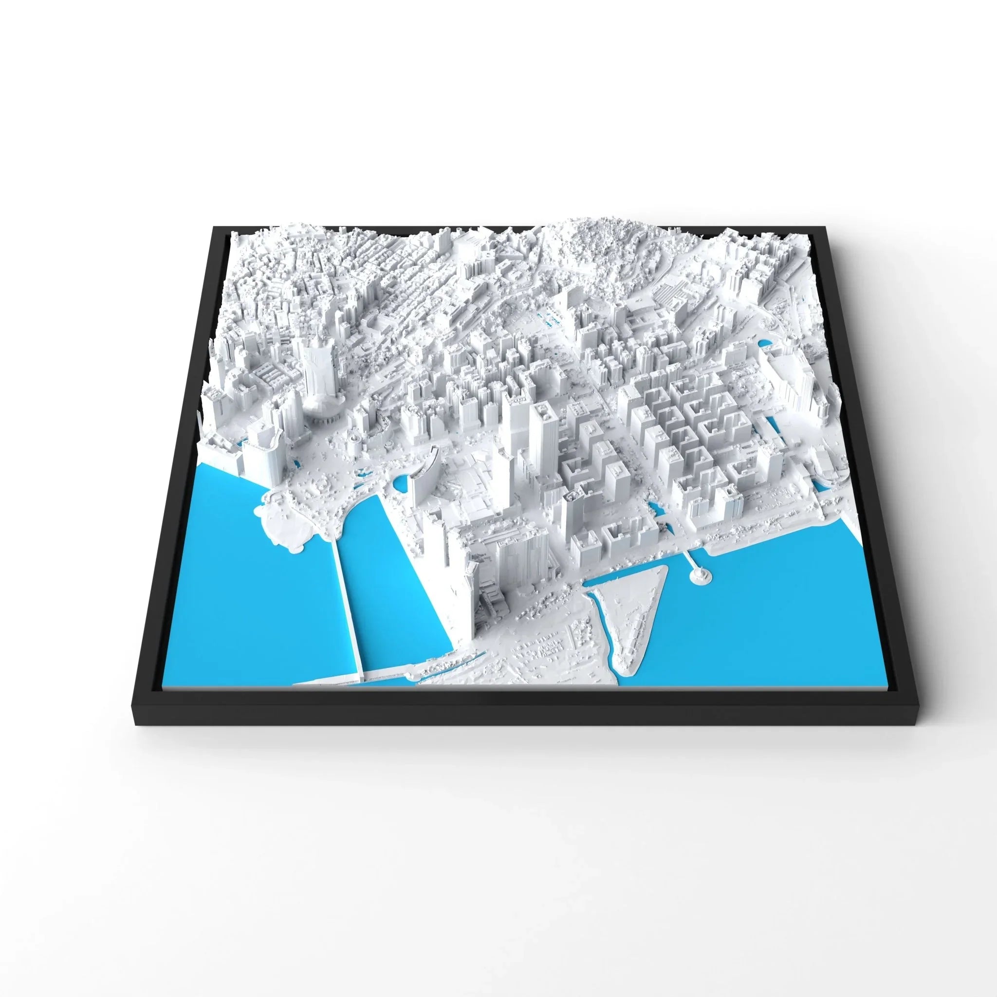 3D gedrucktes Stadtmodell Macau eingerahmt für deine Wand - CraftedCity