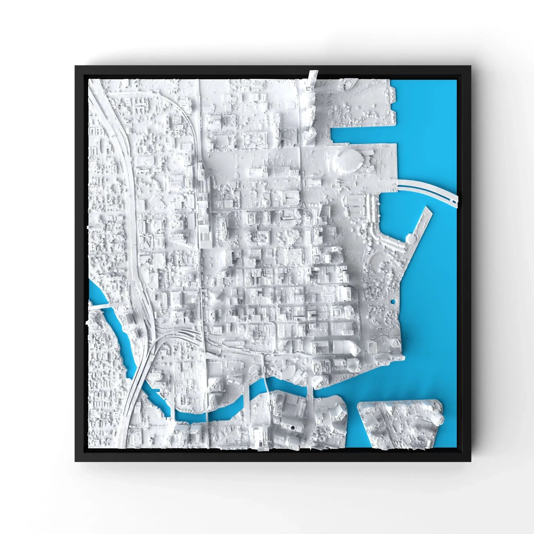 3D gedrucktes Stadtmodell Miami eingerahmt für deine Wand - CraftedCity