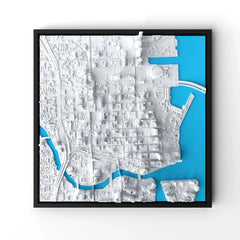 3D gedrucktes Stadtmodell Miami eingerahmt für deine Wand - CraftedCity