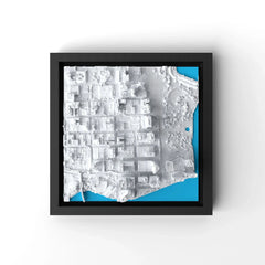 3D gedrucktes Stadtmodell Miami eingerahmt für deine Wand - CraftedCity