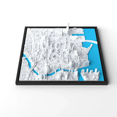 3D gedrucktes Stadtmodell Miami eingerahmt für deine Wand - CraftedCity