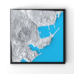 3D gedrucktes Stadtmodell Monaco eingerahmt für deine Wand - CraftedCity