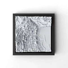 3D gedrucktes Stadtmodell Monaco eingerahmt für deine Wand - CraftedCity