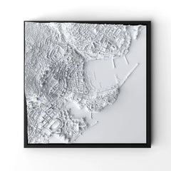 3D gedrucktes Stadtmodell Monaco eingerahmt für deine Wand - CraftedCity