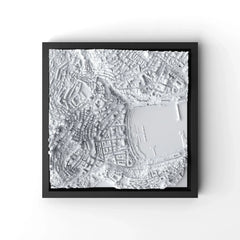 3D gedrucktes Stadtmodell Monaco eingerahmt für deine Wand - CraftedCity