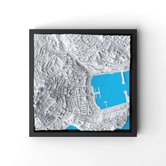 3D gedrucktes Stadtmodell Monaco eingerahmt für deine Wand - CraftedCity