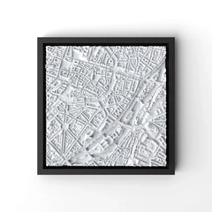 3D gedrucktes Stadtmodell München eingerahmt für deine Wand - CraftedCity
