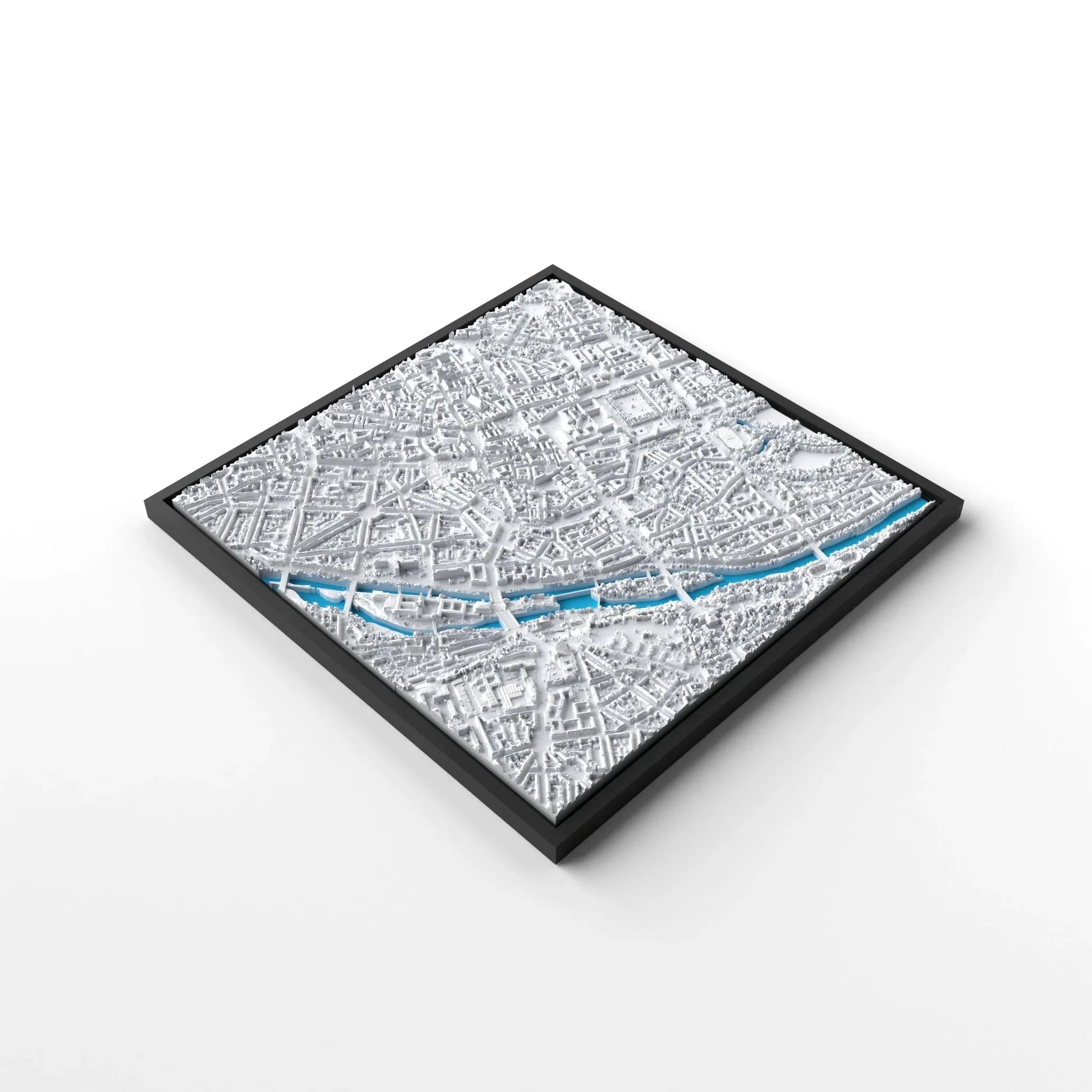 3D gedrucktes Stadtmodell München eingerahmt für deine Wand - CraftedCity