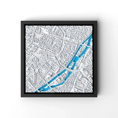 3D gedrucktes Stadtmodell München eingerahmt für deine Wand - CraftedCity