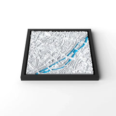 3D gedrucktes Stadtmodell München eingerahmt für deine Wand - CraftedCity