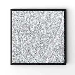 3D gedrucktes Stadtmodell München eingerahmt für deine Wand - CraftedCity