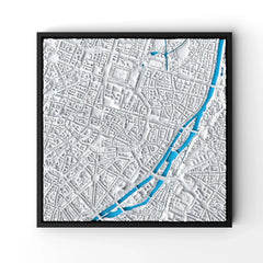 3D gedrucktes Stadtmodell München eingerahmt für deine Wand - CraftedCity