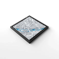 3D gedrucktes Stadtmodell München eingerahmt für deine Wand - CraftedCity