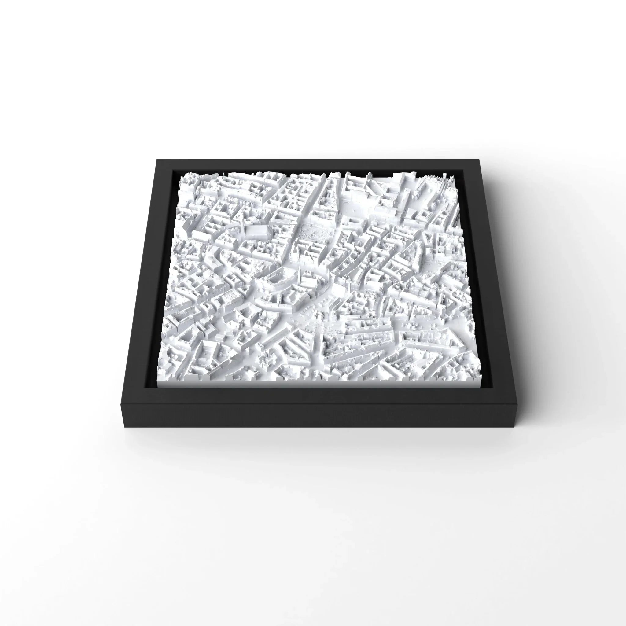 3D gedrucktes Stadtmodell München eingerahmt für deine Wand - CraftedCity