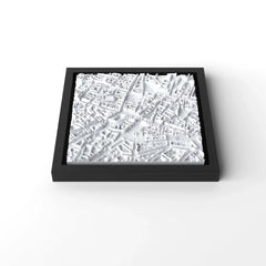 3D gedrucktes Stadtmodell München eingerahmt für deine Wand - CraftedCity