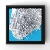 3D gedrucktes Stadtmodell New York - Lower Manhatten eingerahmt für deine Wand - CraftedCity