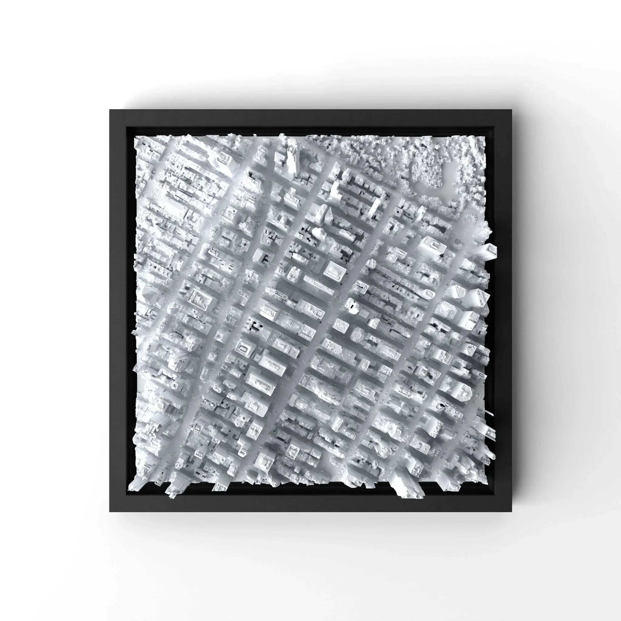 3D gedrucktes Stadtmodell New York - Midtown Manhatten eingerahmt für deine Wand - CraftedCity