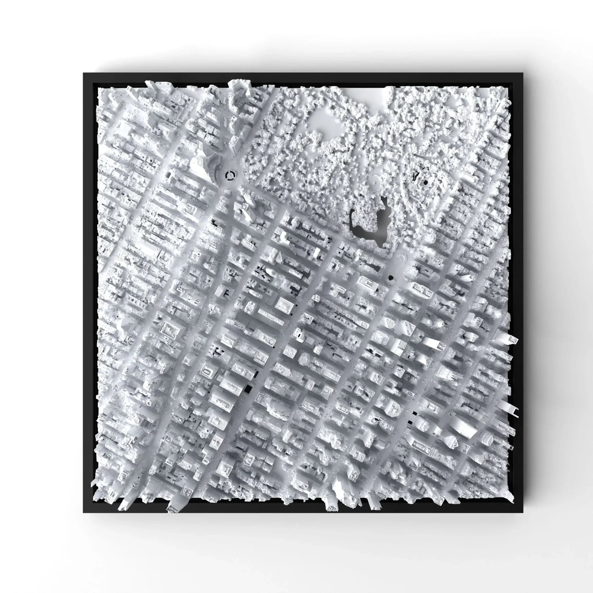 3D gedrucktes Stadtmodell New York - Midtown Manhatten eingerahmt für deine Wand - CraftedCity