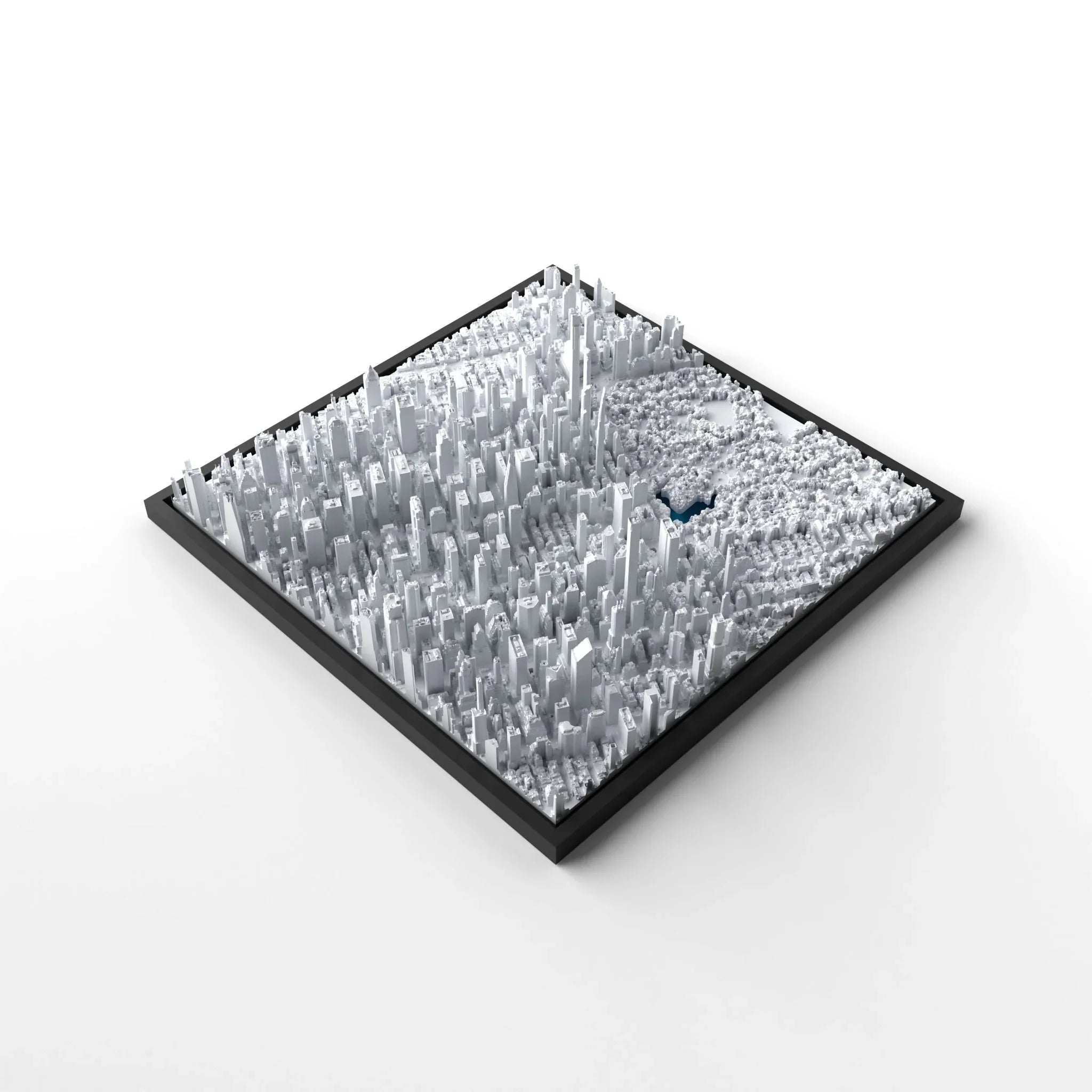 3D gedrucktes Stadtmodell New York - Midtown Manhatten eingerahmt für deine Wand - CraftedCity