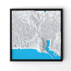 3D gedrucktes Stadtmodell Nizza eingerahmt für deine Wand - CraftedCity