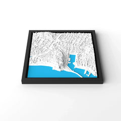 3D gedrucktes Stadtmodell Nizza eingerahmt für deine Wand - CraftedCity