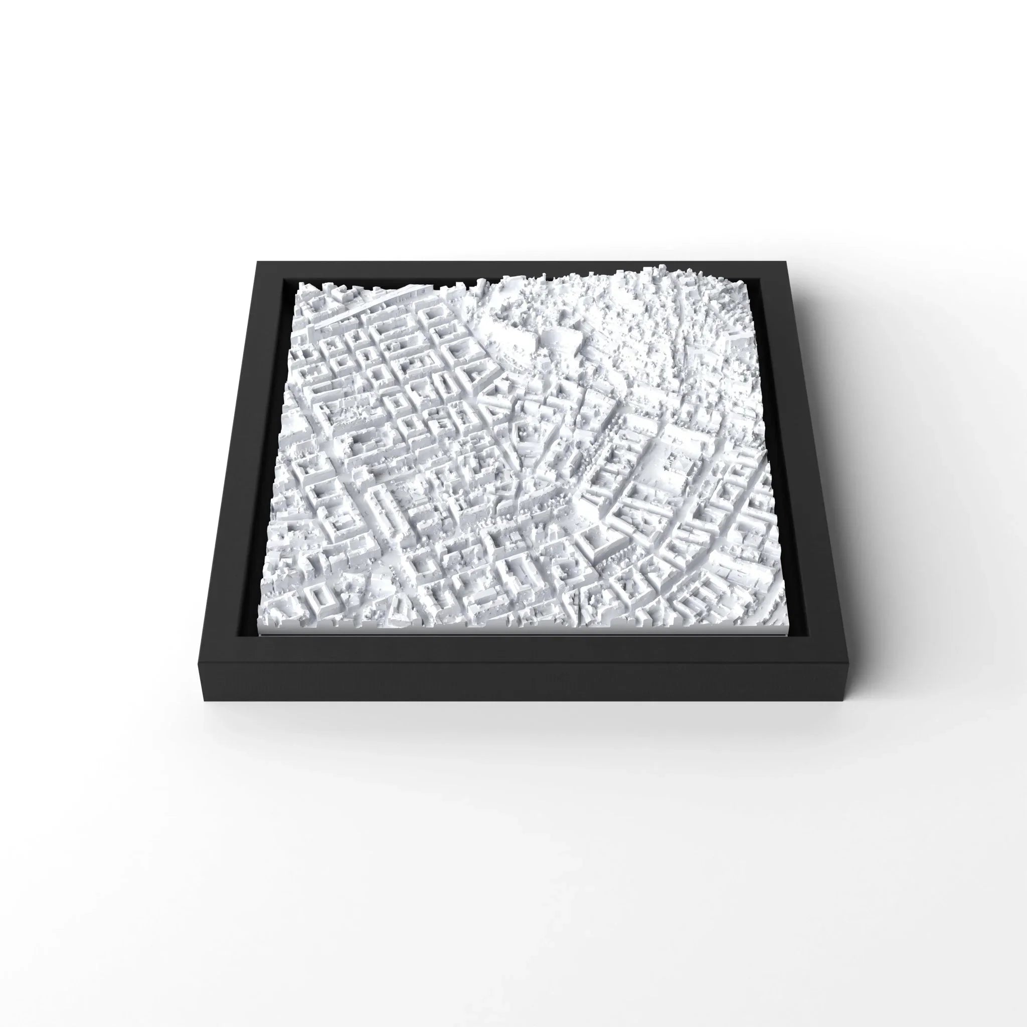 3D gedrucktes Stadtmodell Nizza eingerahmt für deine Wand - CraftedCity