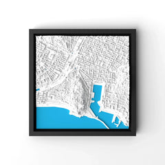 3D gedrucktes Stadtmodell Nizza eingerahmt für deine Wand - CraftedCity