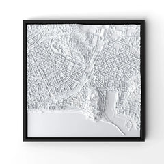 3D gedrucktes Stadtmodell Nizza eingerahmt für deine Wand - CraftedCity