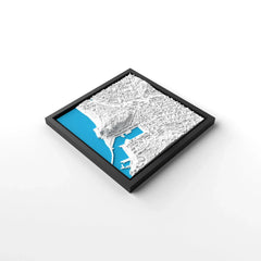 3D gedrucktes Stadtmodell Nizza eingerahmt für deine Wand - CraftedCity