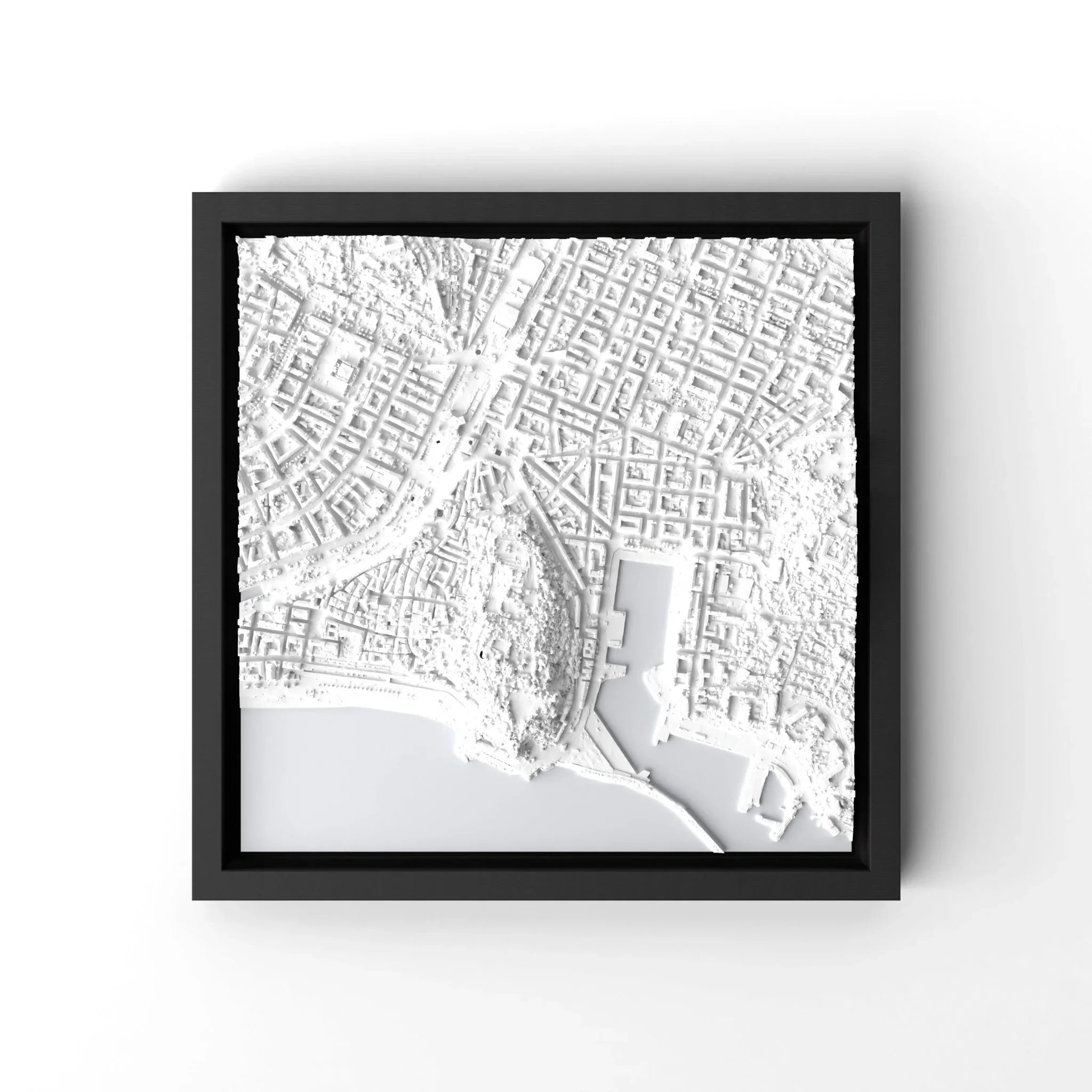 3D gedrucktes Stadtmodell Nizza eingerahmt für deine Wand - CraftedCity