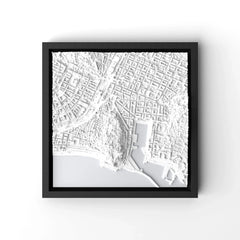 3D gedrucktes Stadtmodell Nizza eingerahmt für deine Wand - CraftedCity