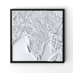 3D gedrucktes Stadtmodell Oslo eingerahmt für deine Wand - CraftedCity