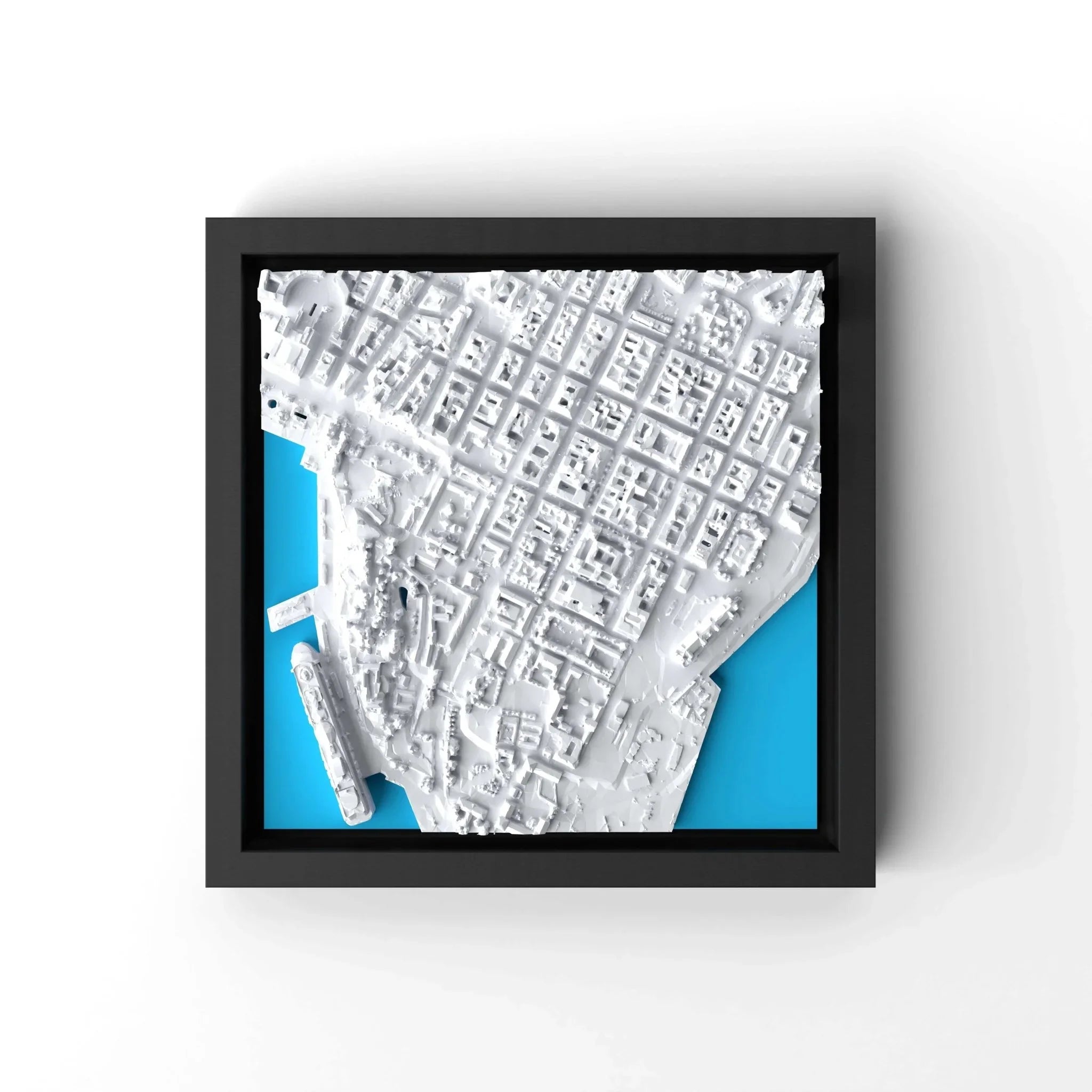 3D gedrucktes Stadtmodell Oslo eingerahmt für deine Wand - CraftedCity