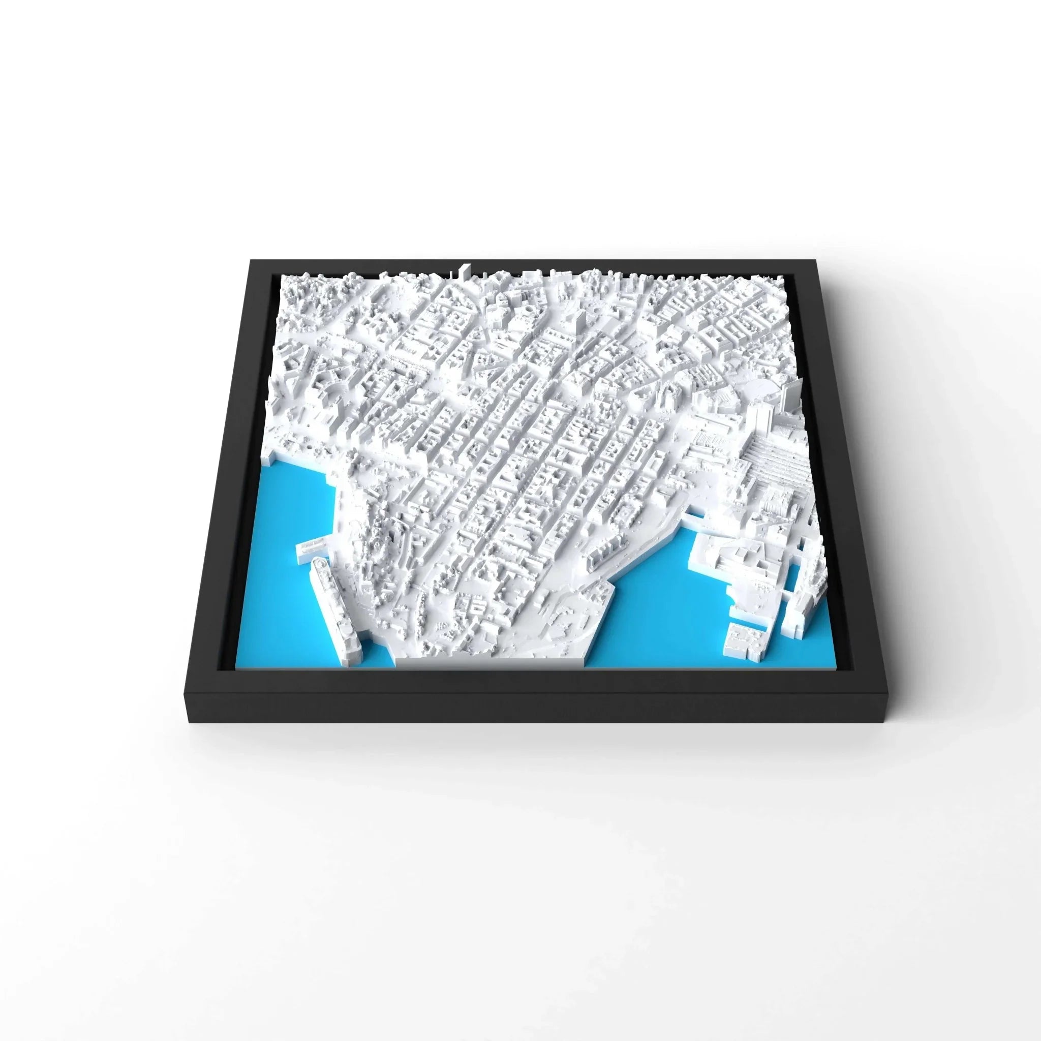 3D gedrucktes Stadtmodell Oslo eingerahmt für deine Wand - CraftedCity