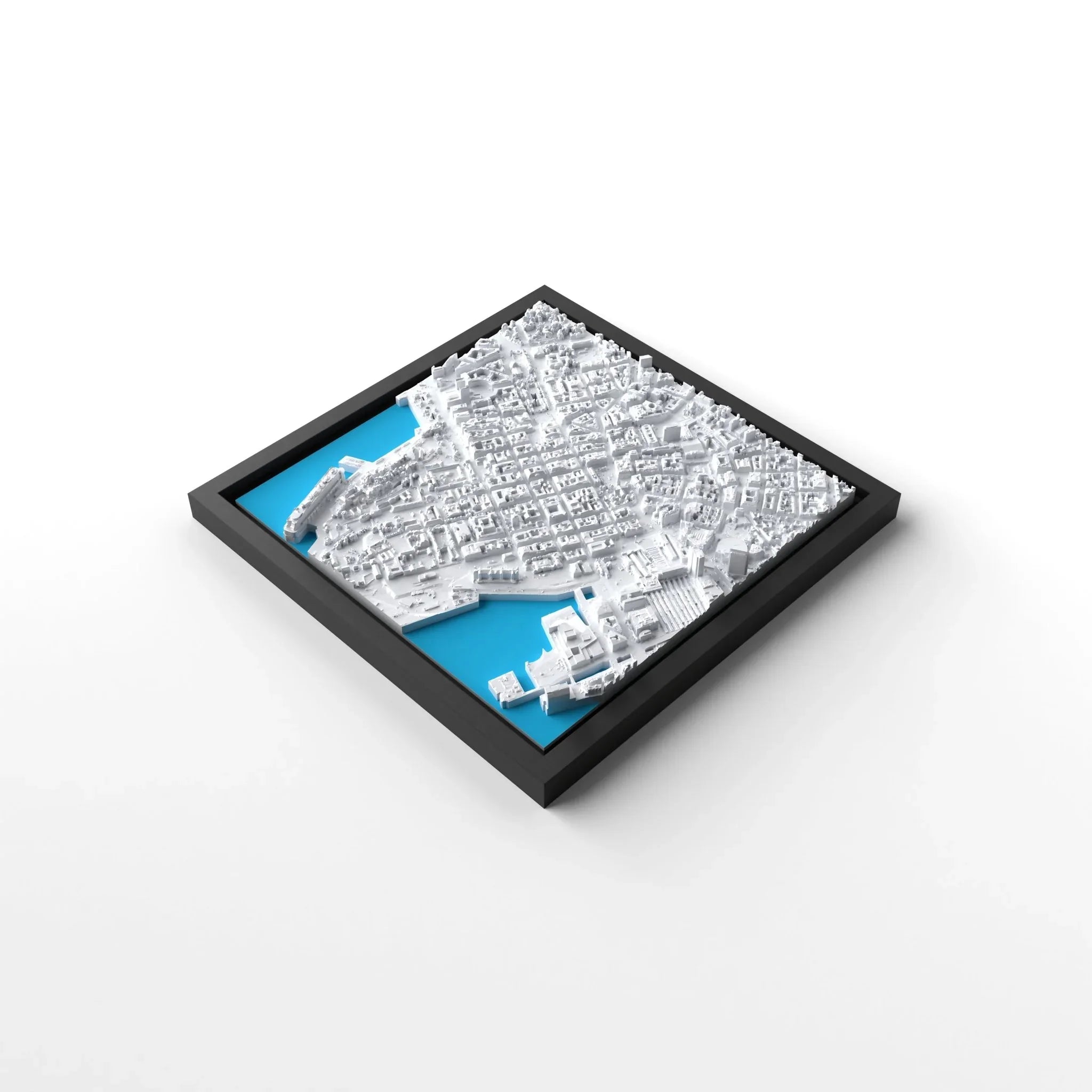 3D gedrucktes Stadtmodell Oslo eingerahmt für deine Wand - CraftedCity