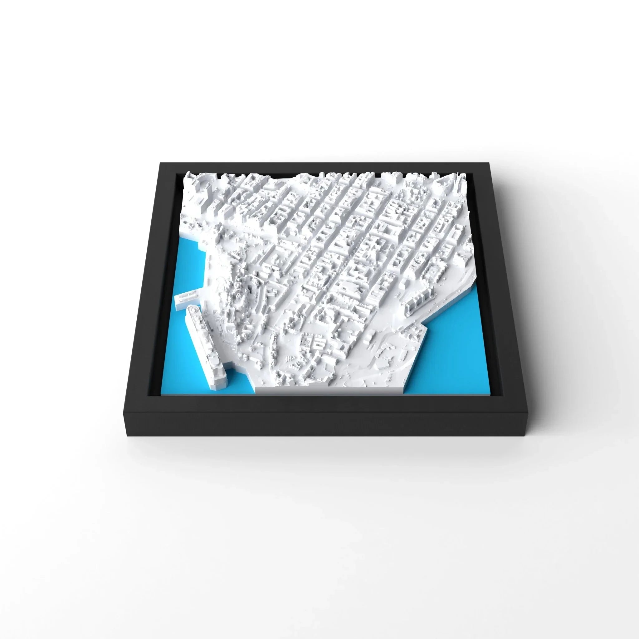 3D gedrucktes Stadtmodell Oslo eingerahmt für deine Wand - CraftedCity