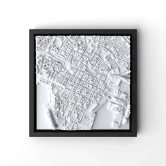 3D gedrucktes Stadtmodell Oslo eingerahmt für deine Wand - CraftedCity