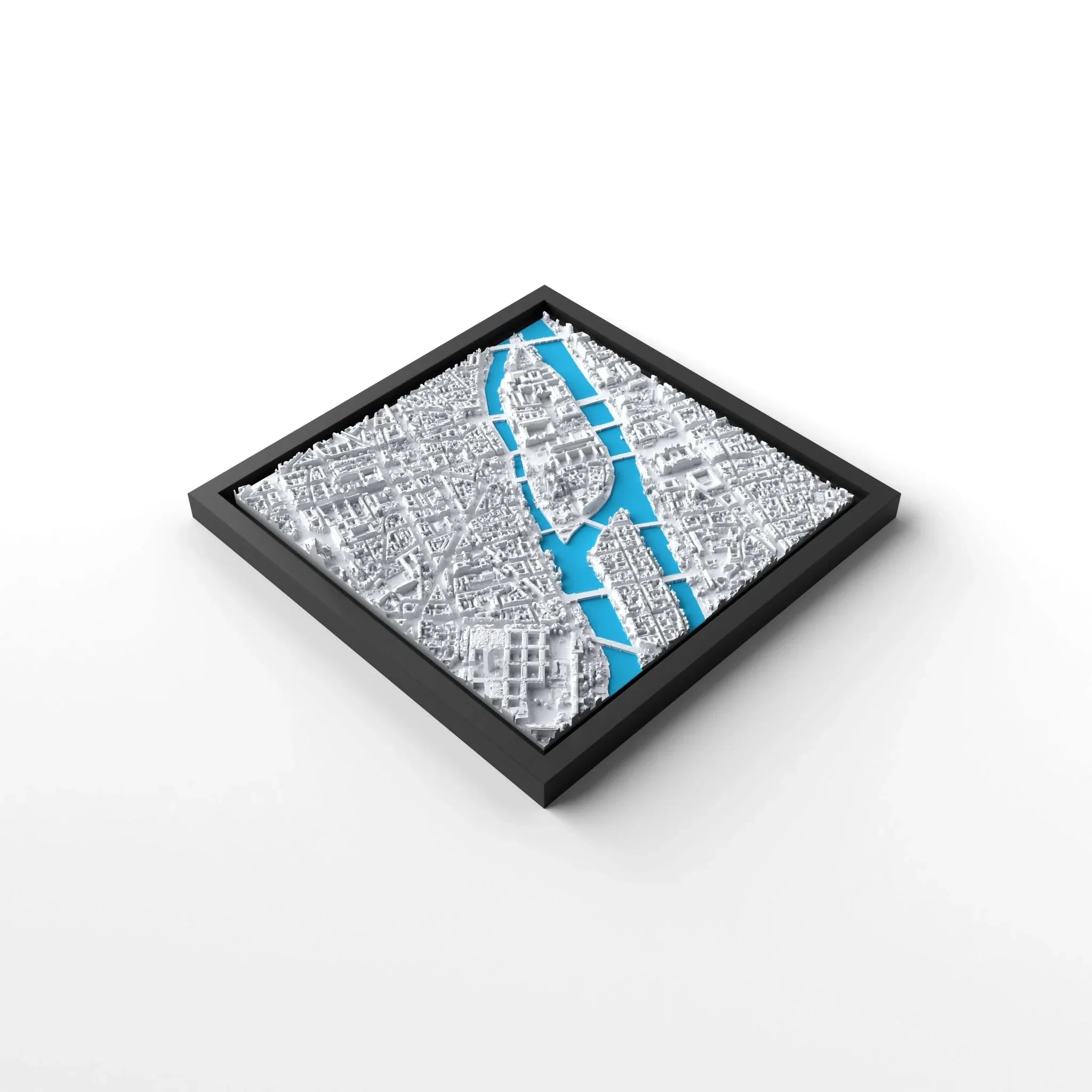 3D gedrucktes Stadtmodell Paris eingerahmt für deine Wand - CraftedCity