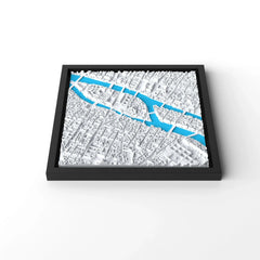 3D gedrucktes Stadtmodell Paris eingerahmt für deine Wand - CraftedCity