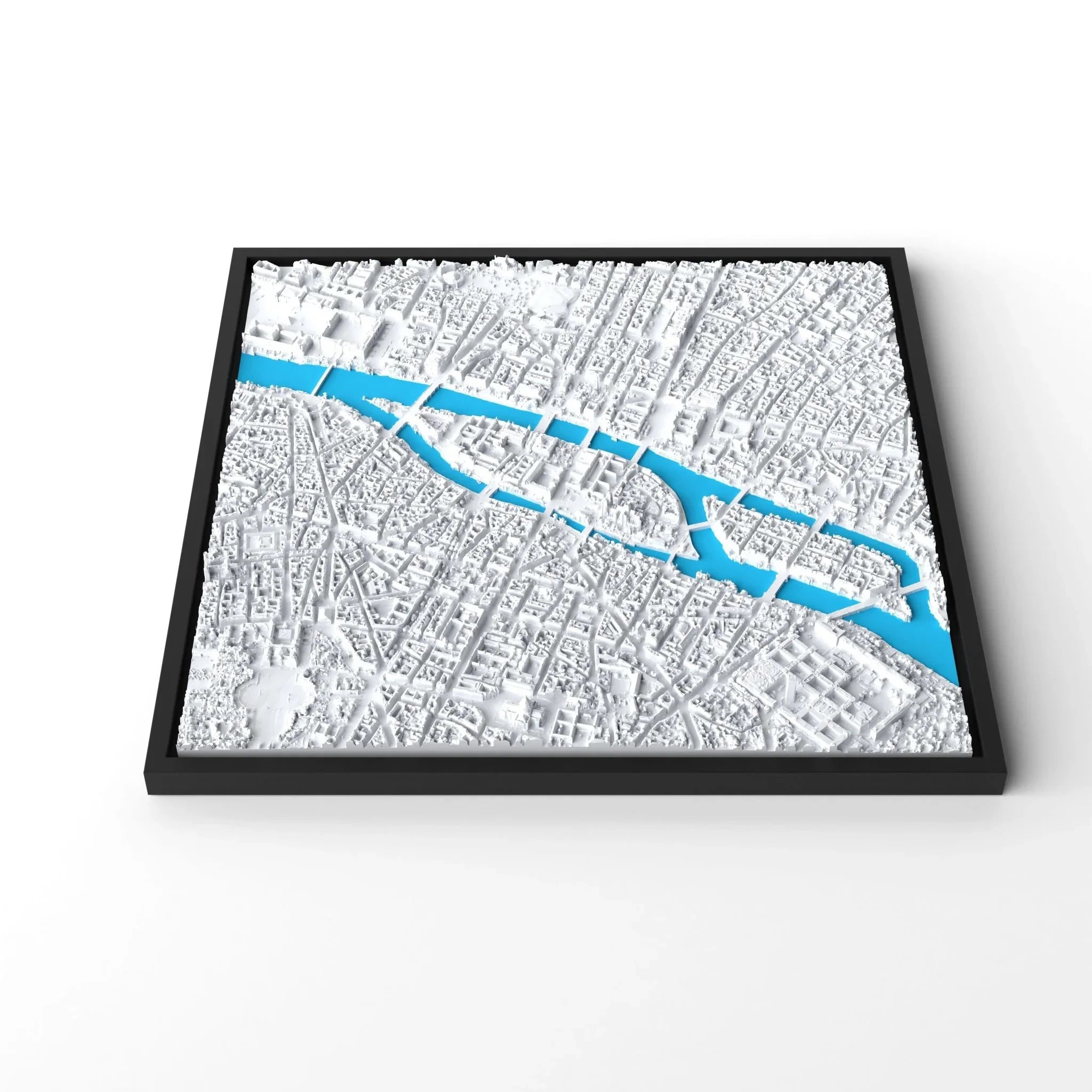 3D gedrucktes Stadtmodell Paris eingerahmt für deine Wand - CraftedCity